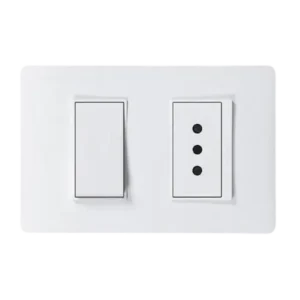 Interruptor Simple 9/12 con 1 control 16A 250V y Enchufe Simple con Carcaza de Seguridad 10A 250V