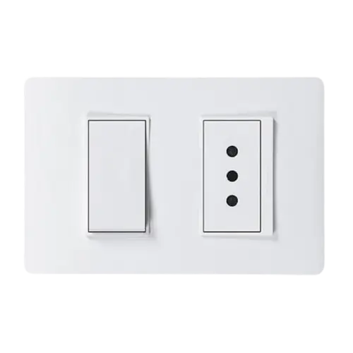 Interruptor Simple 9/12 con 1 control 16A 250V y Enchufe Simple con Carcaza de Seguridad 10A 250V